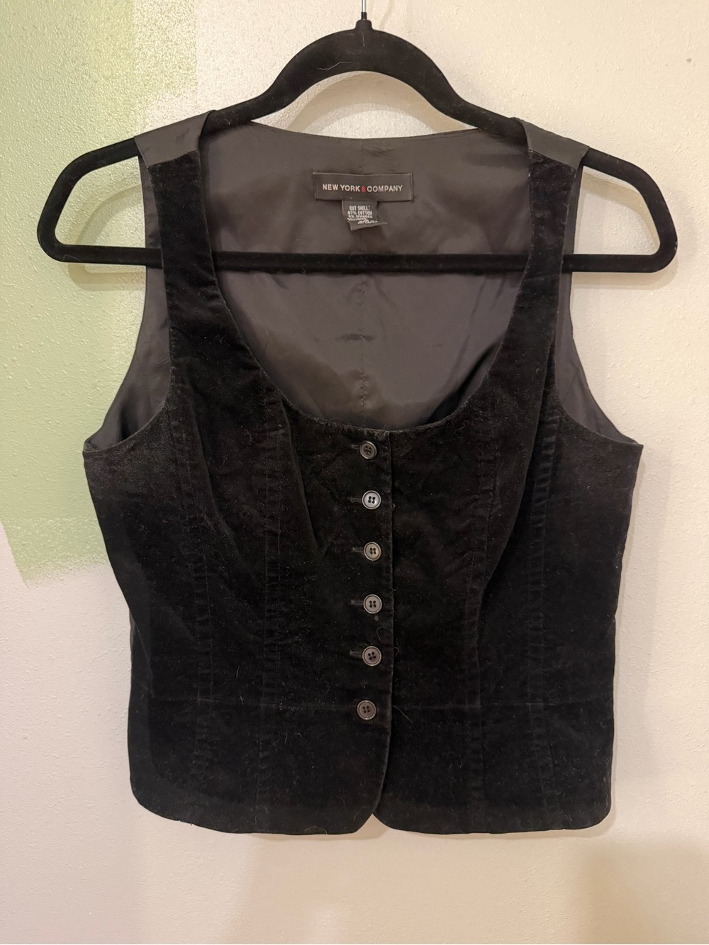 New York & Company Black Lined Vest with Branded Label
